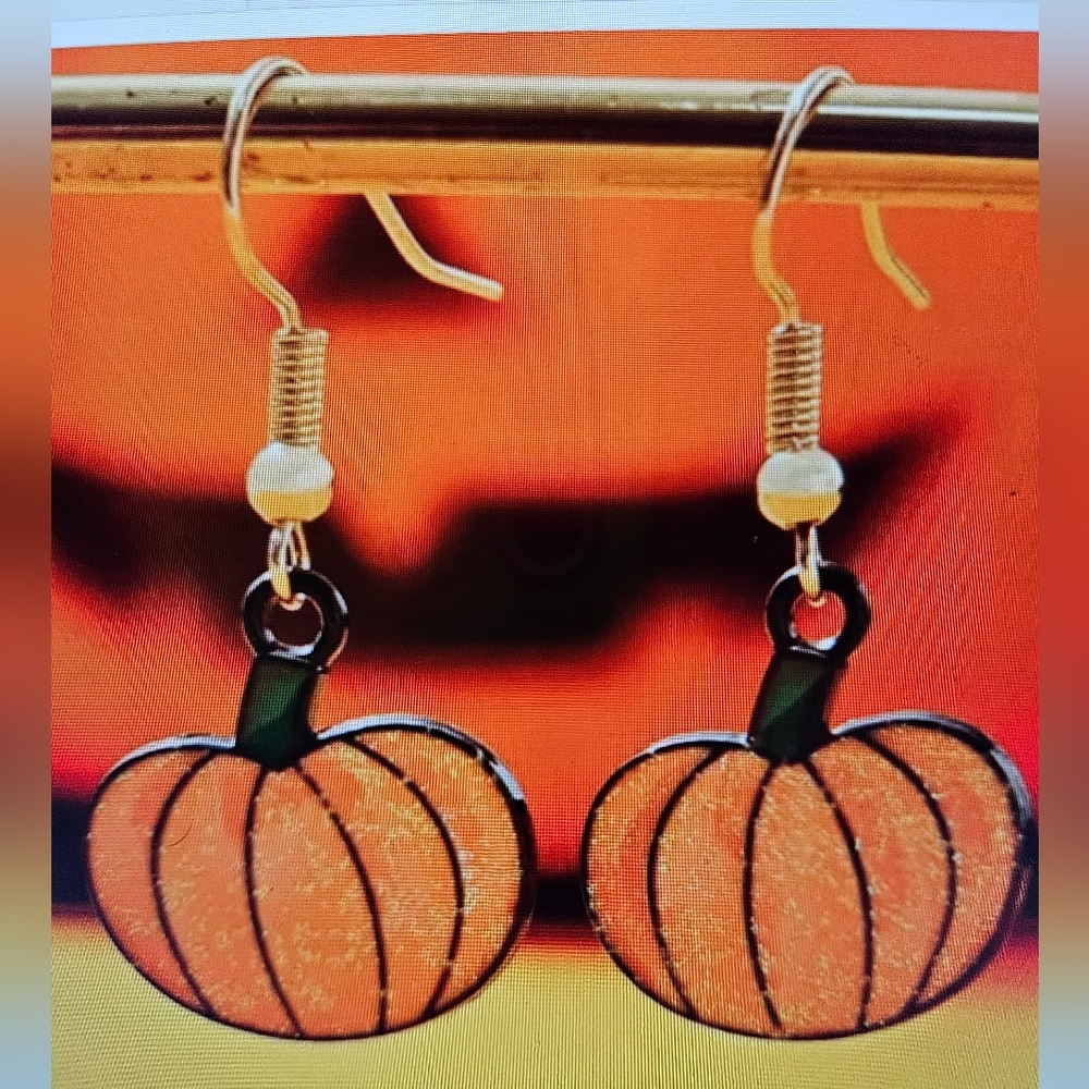 A Girl Thing Pumpkin Earrings - Orange and Black